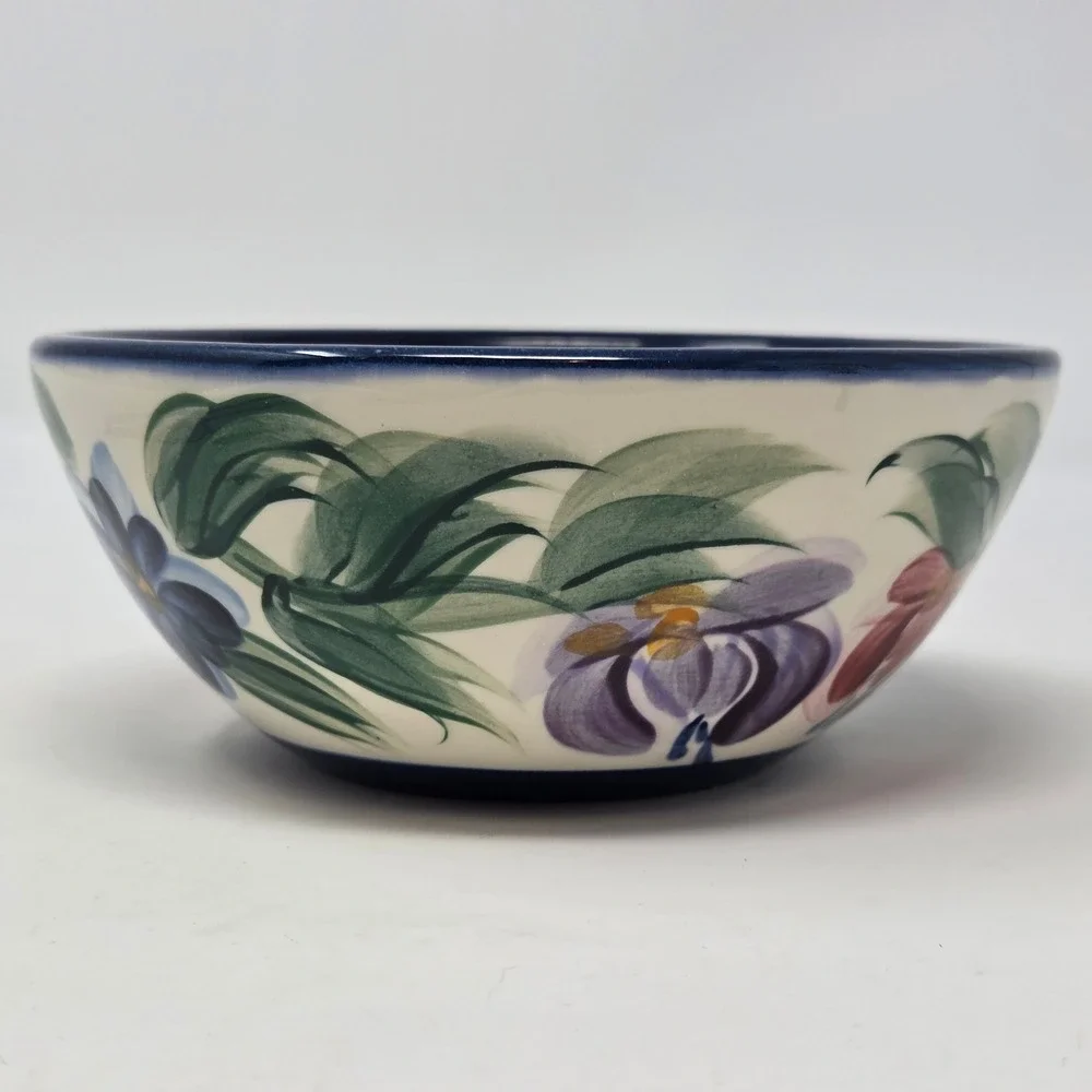 Vintage Gail Pittman Annabella Soup Cereal Bowl Blue Hand-painted 1997